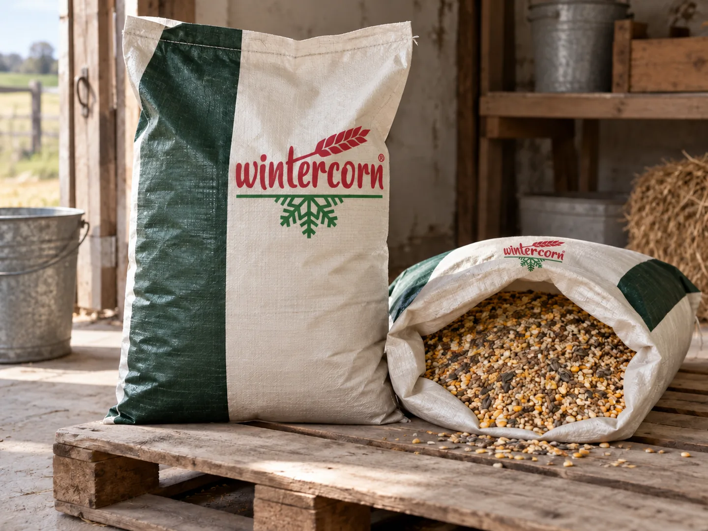 Gebindevisualisierung eines Wintercorn Hühnerfutter-Sacks mit Körnermischung